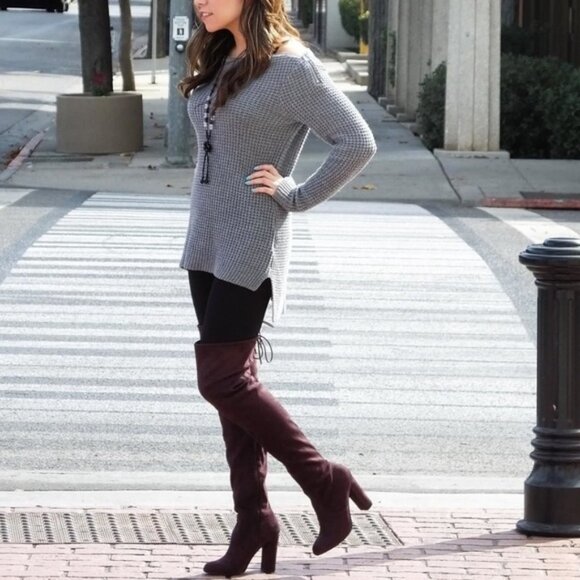 A New Day Penelope Over the Knee Boots Burgundy - Picture 2 of 11